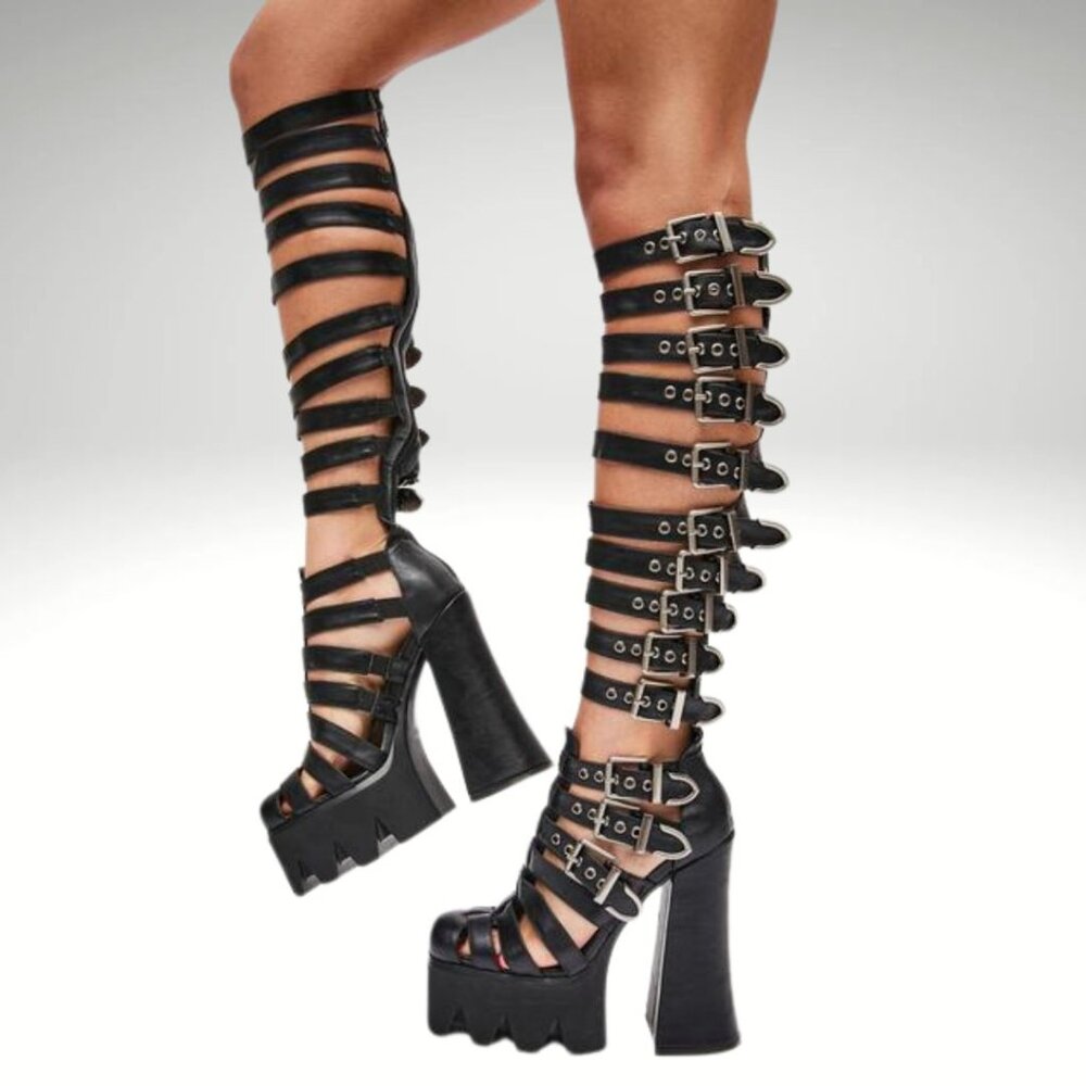 FREE Shipping!! Lamoda Strappy Platform Boots Worn Once size 9